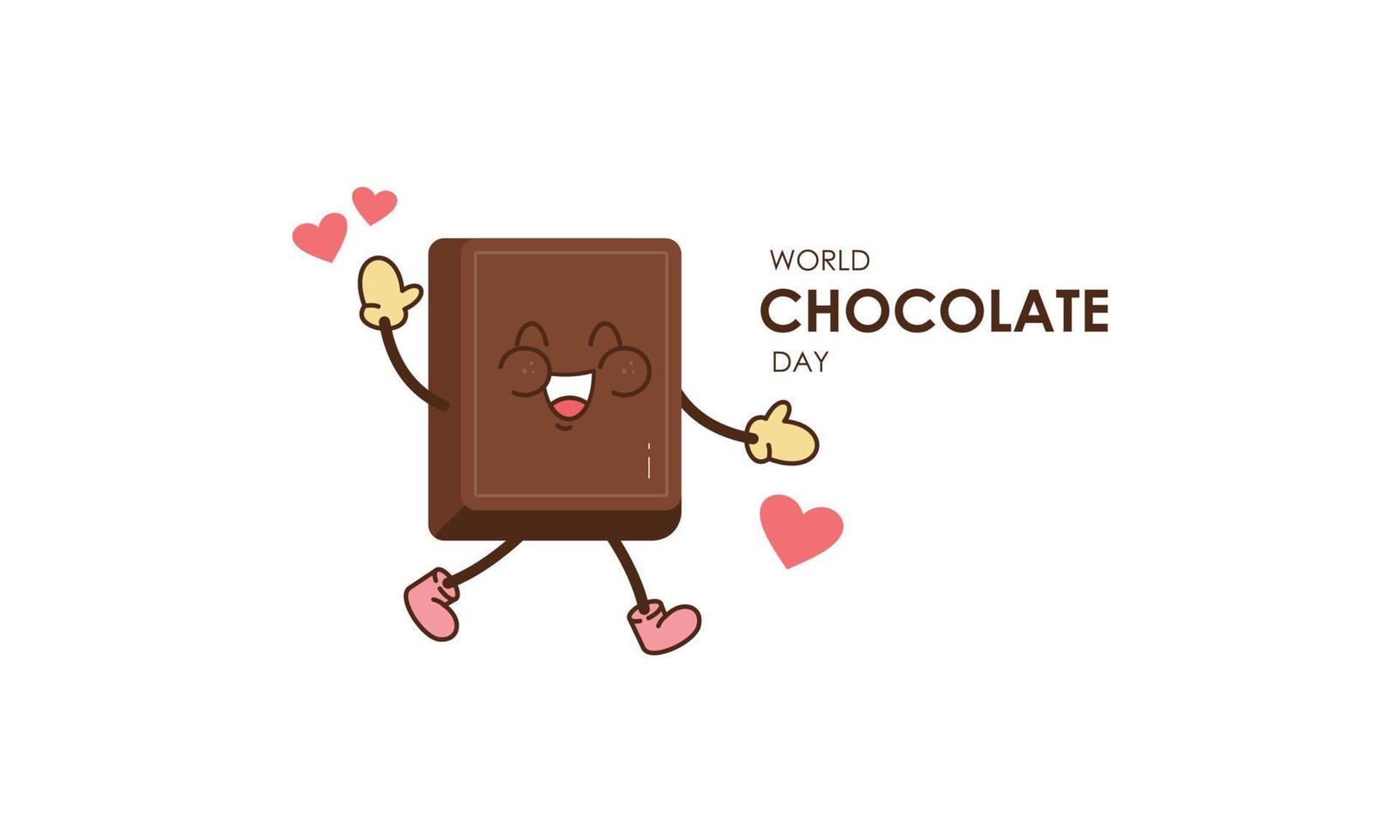 linda dibujos animados de chocolate bloques decir contento mundo chocolate día vector