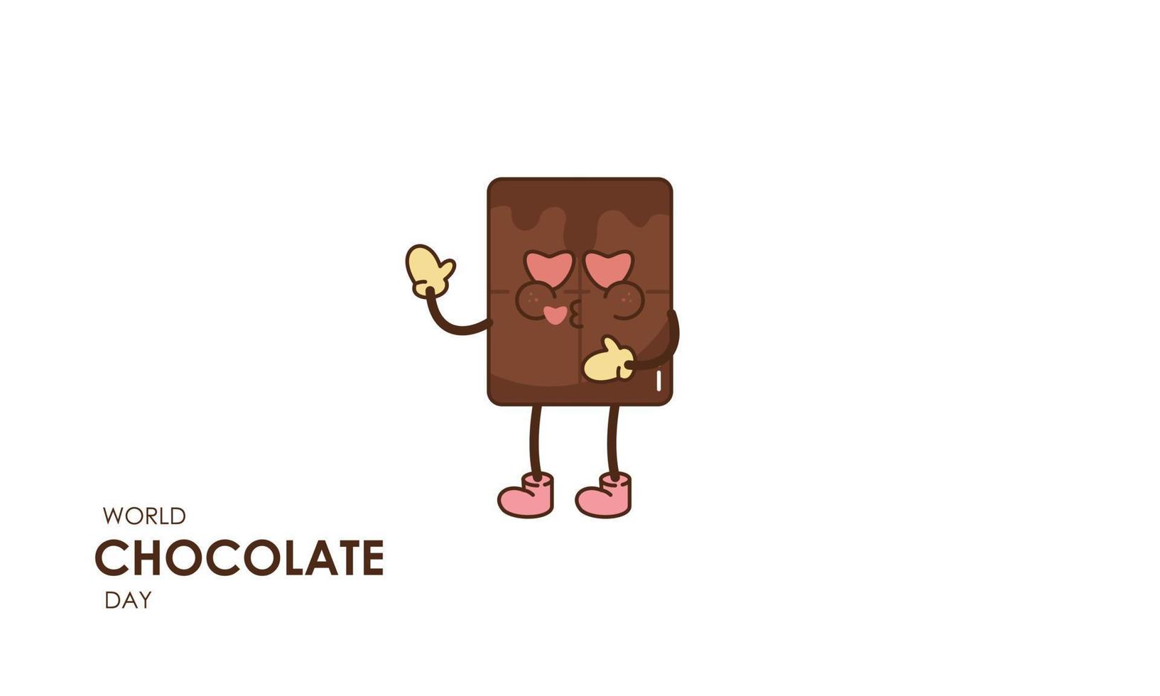 linda dibujos animados de chocolate bloques decir contento mundo chocolate día vector