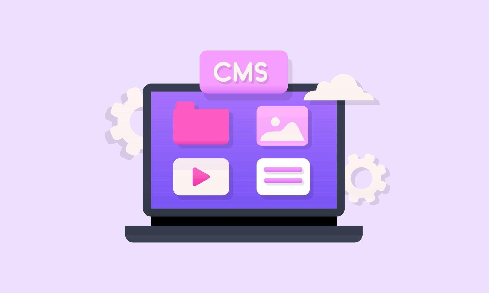 Management system, CMS, website software, security, website builder concept vector