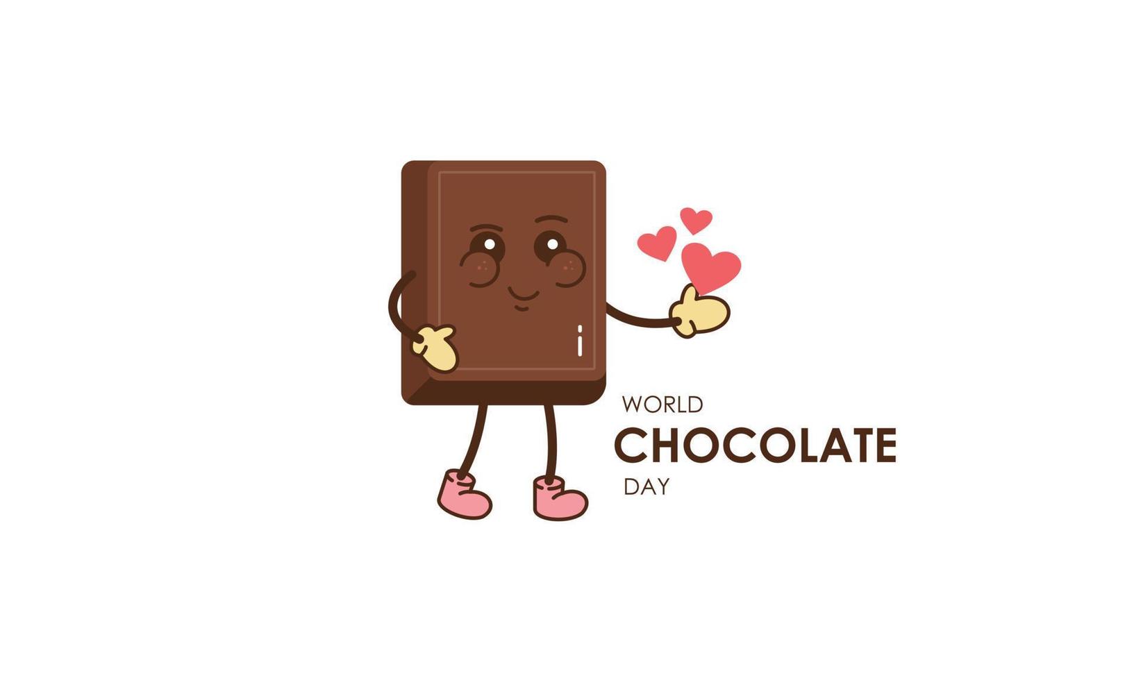 linda dibujos animados de chocolate bloques decir contento mundo chocolate día vector