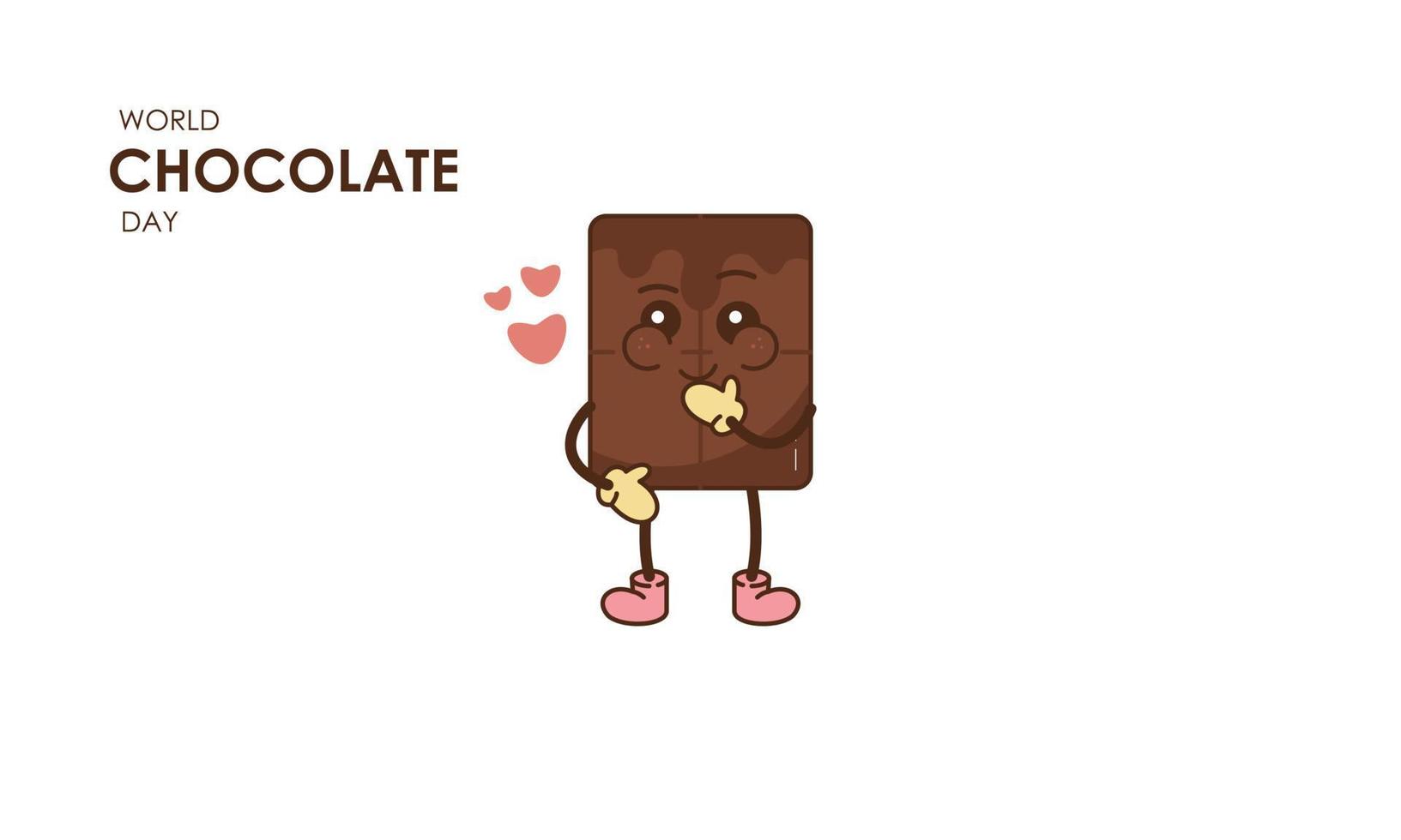 Cute cartoon of chocolate blocks say happy world chocolate day vector