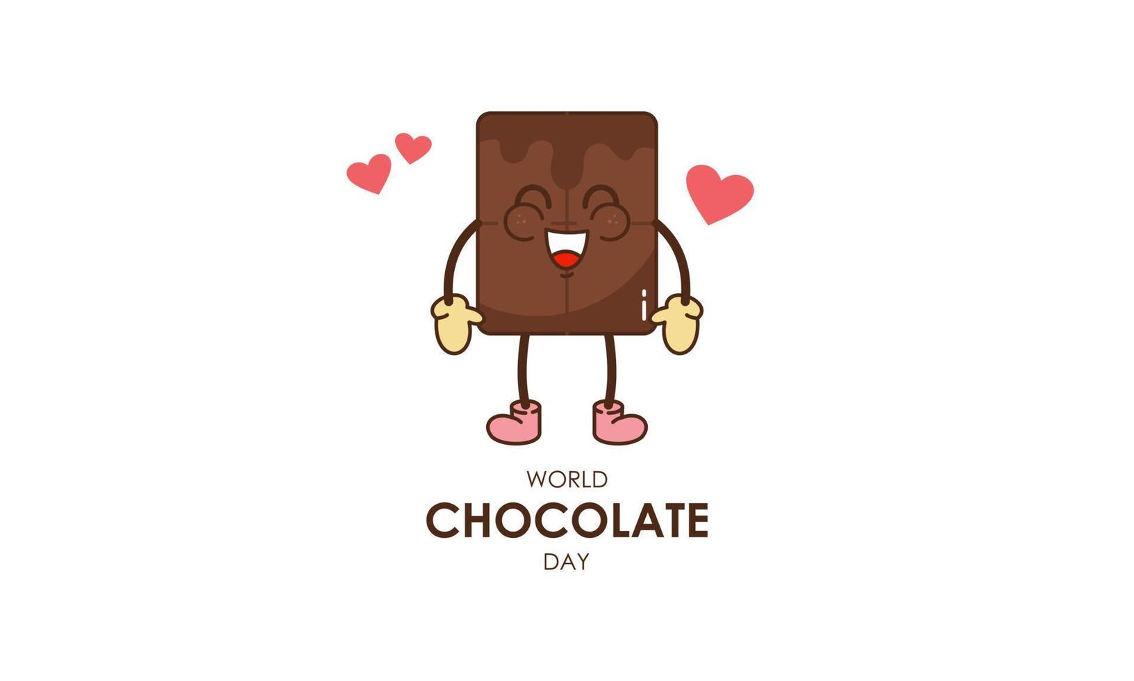 linda dibujos animados de chocolate bloques decir contento mundo chocolate día vector