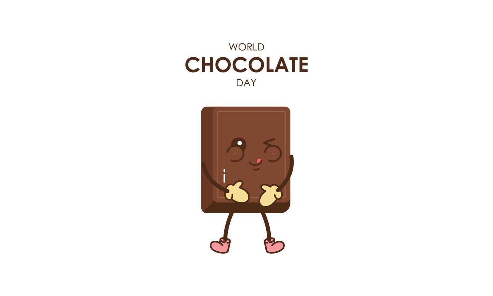 linda dibujos animados de chocolate bloques decir contento mundo chocolate día vector