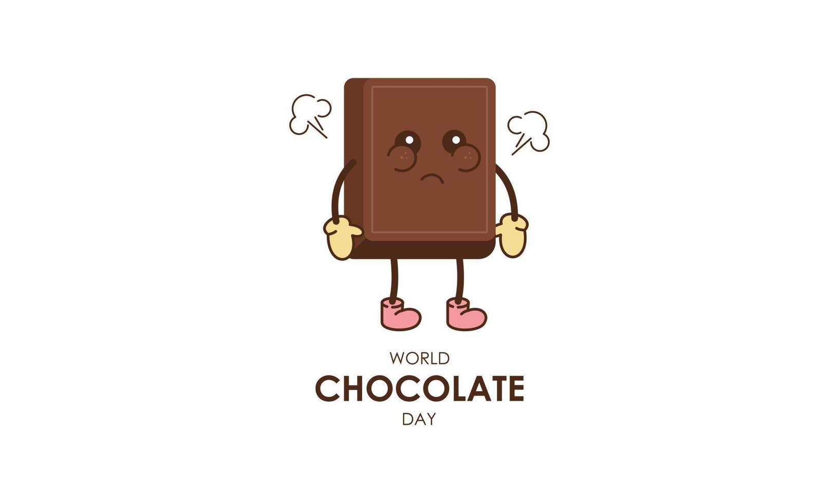 linda dibujos animados de chocolate bloques decir contento mundo chocolate día vector