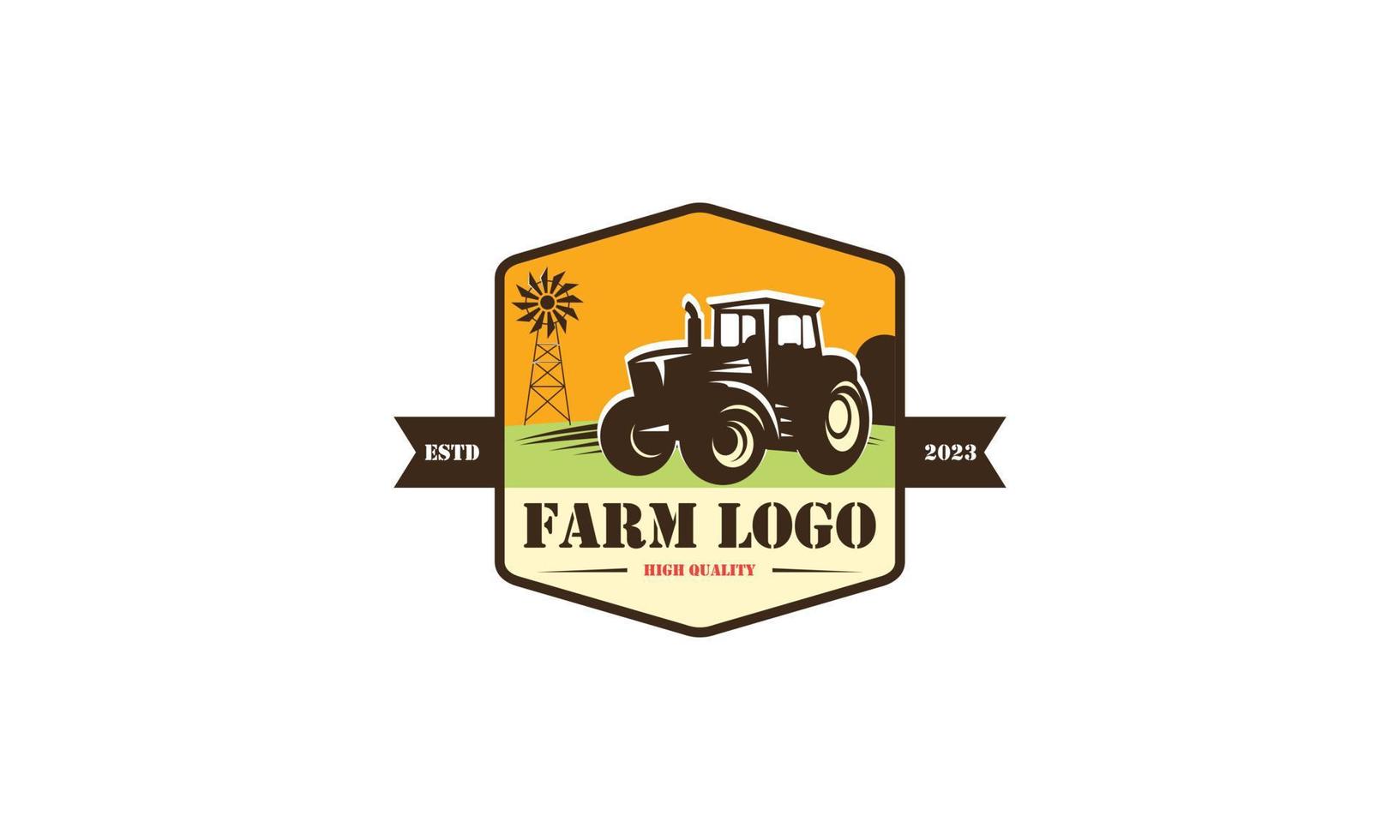 Illustration farm color logo in vintage style vector