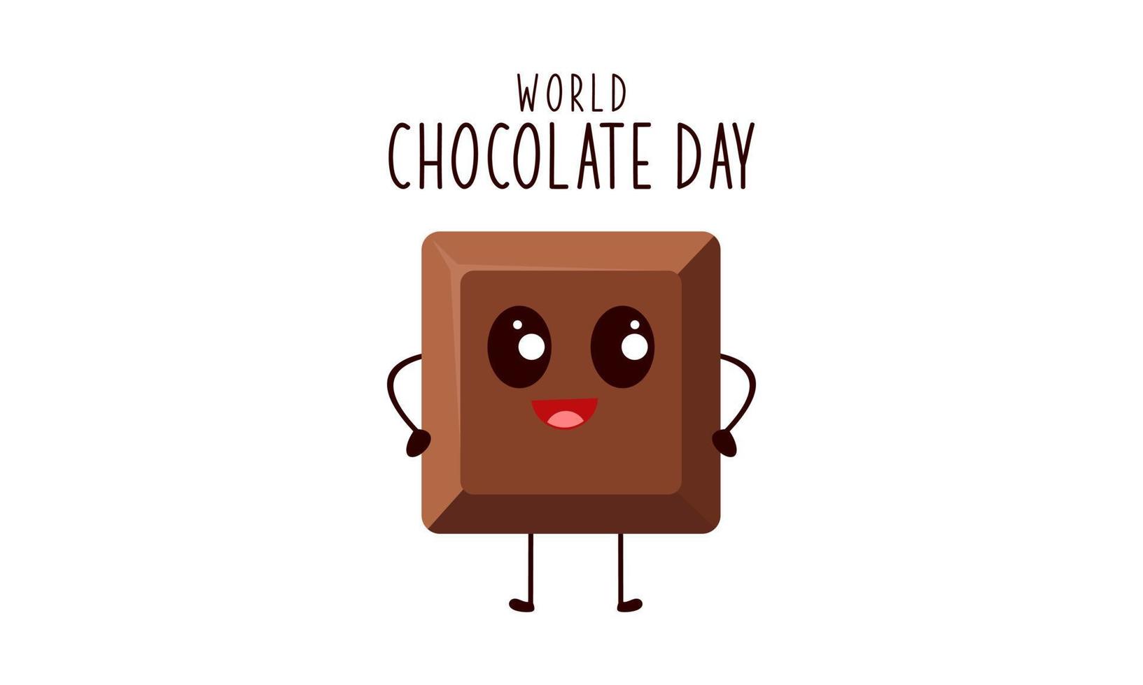 Cute cartoon of chocolate blocks say happy world chocolate day vector