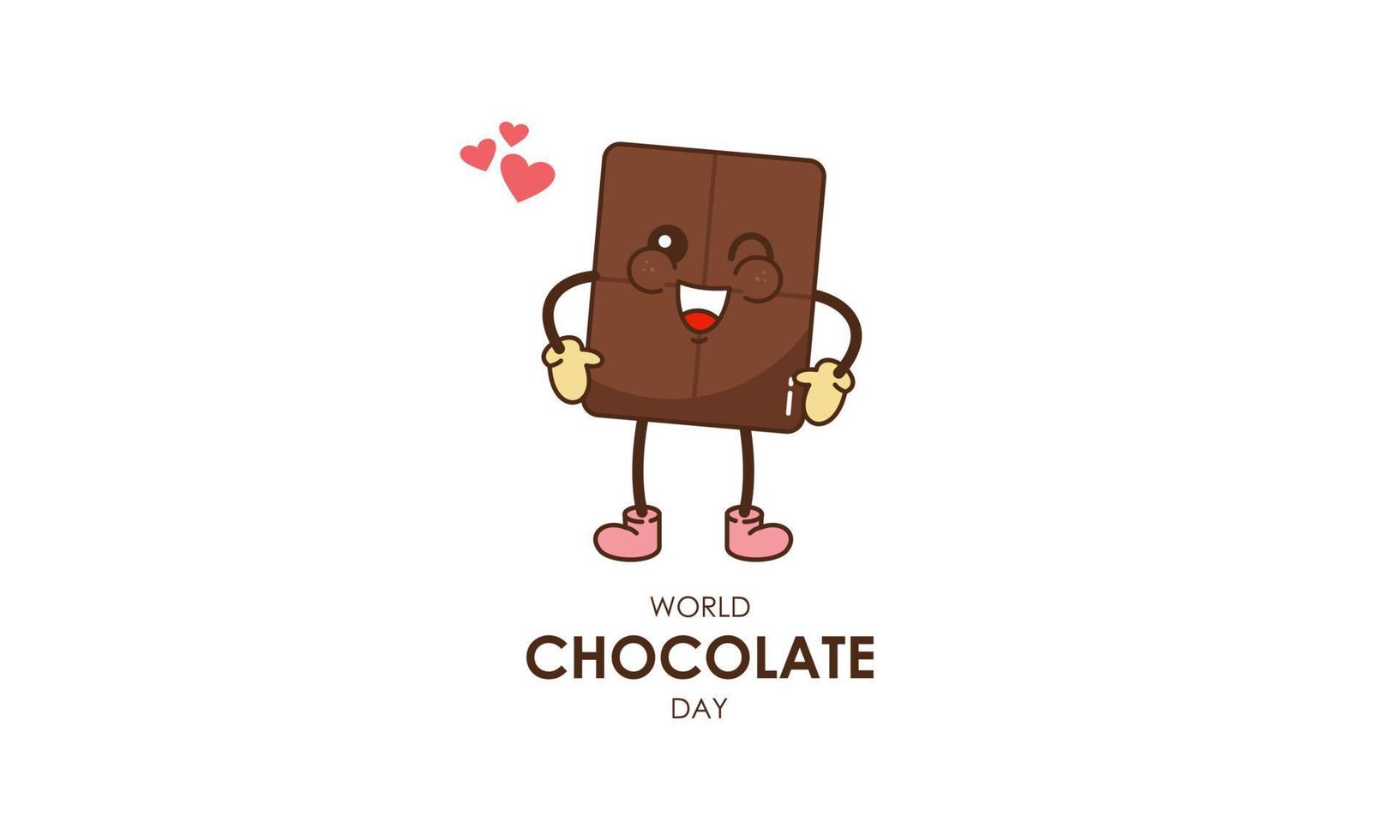 linda dibujos animados de chocolate bloques decir contento mundo chocolate día vector