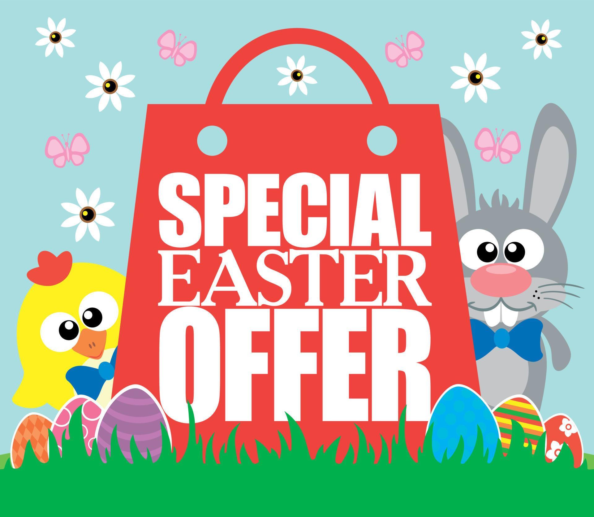 Special Easter Offer card , funny rabbit and chicken 20793719 Vector