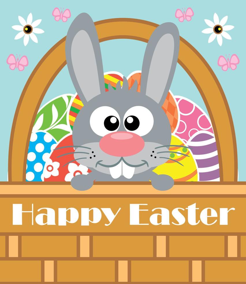 Happy Easter background card with rabbit vector
