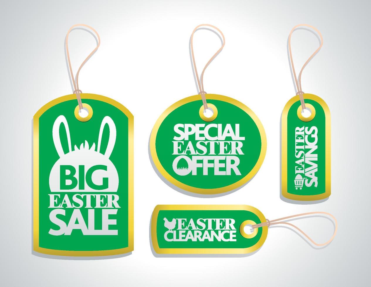 Easter green sale tag set. vector