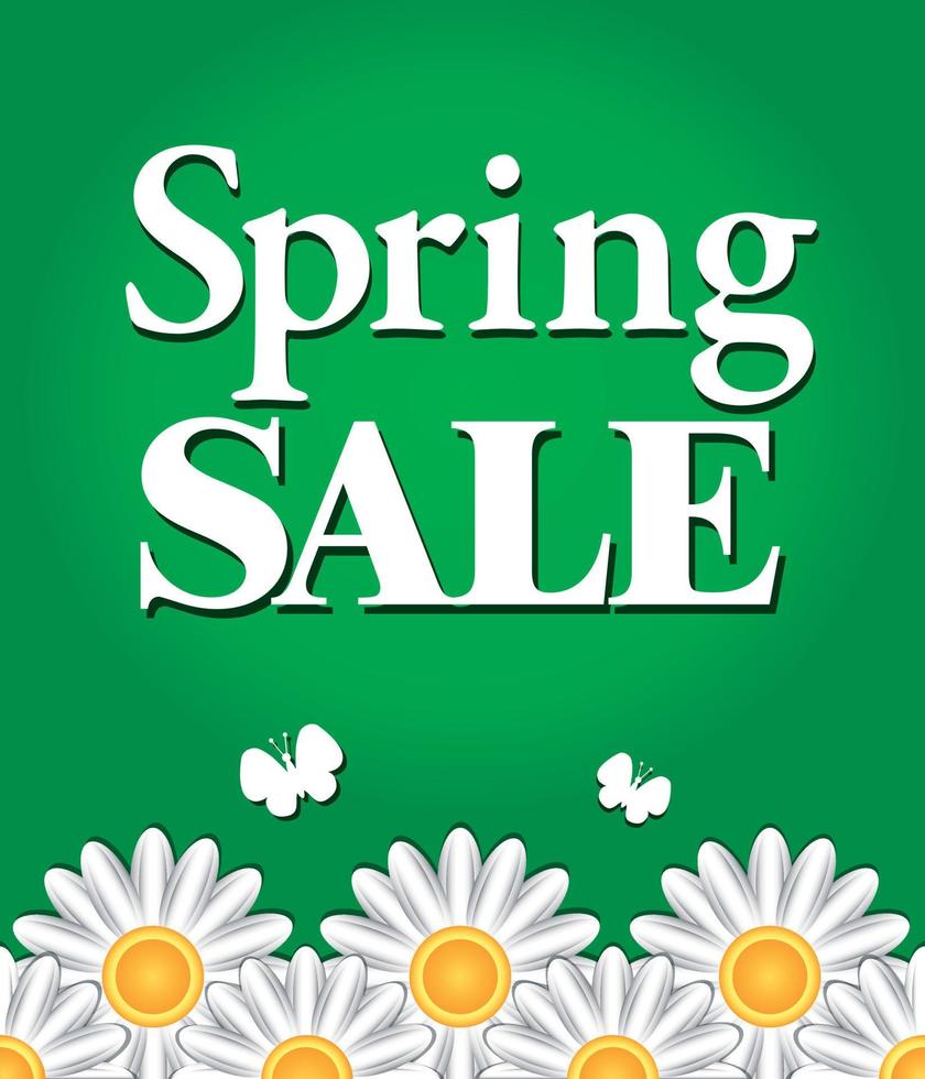 Spring sale background with flower chamomile vector