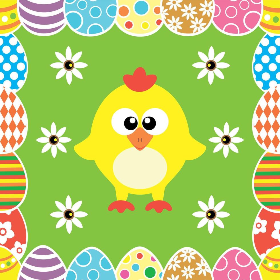 Seamless Easter background with funny chicken vector