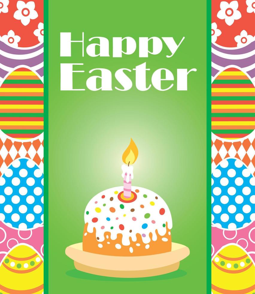 Happy Easter background card with cake vector