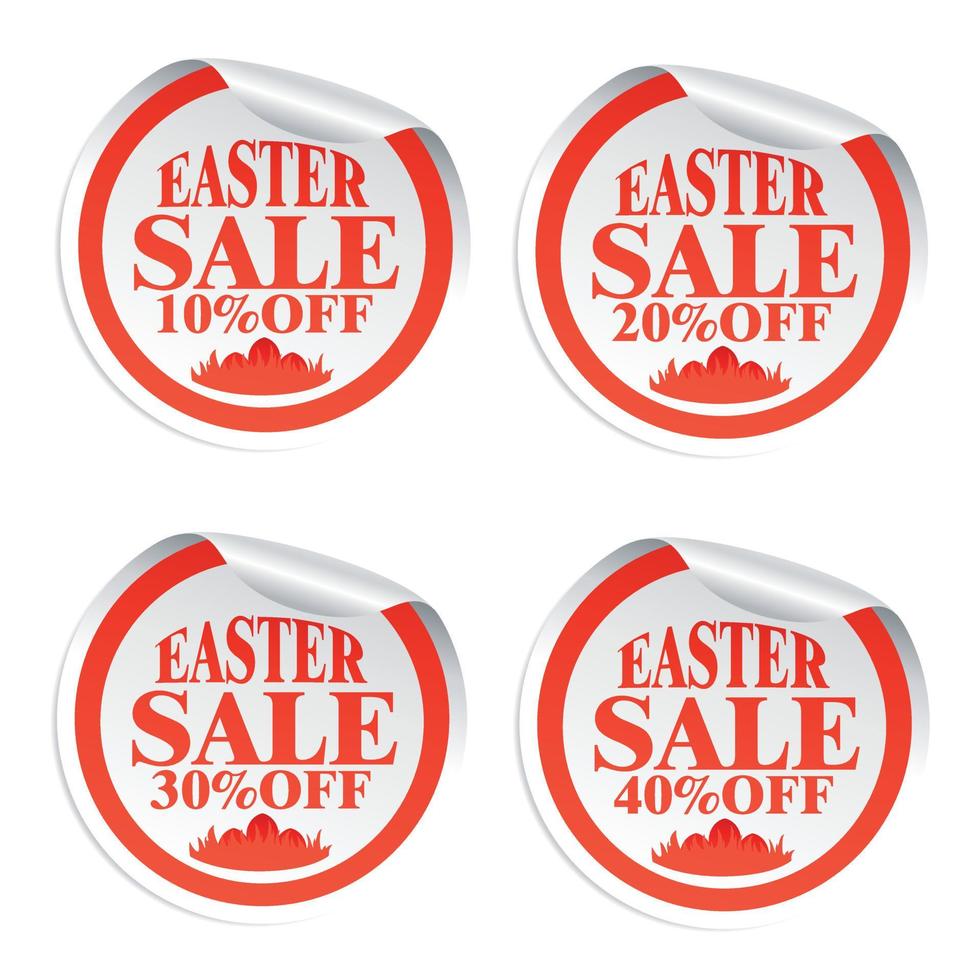 Easter sale stickers 10,20,30,40 with eggs in the grass vector