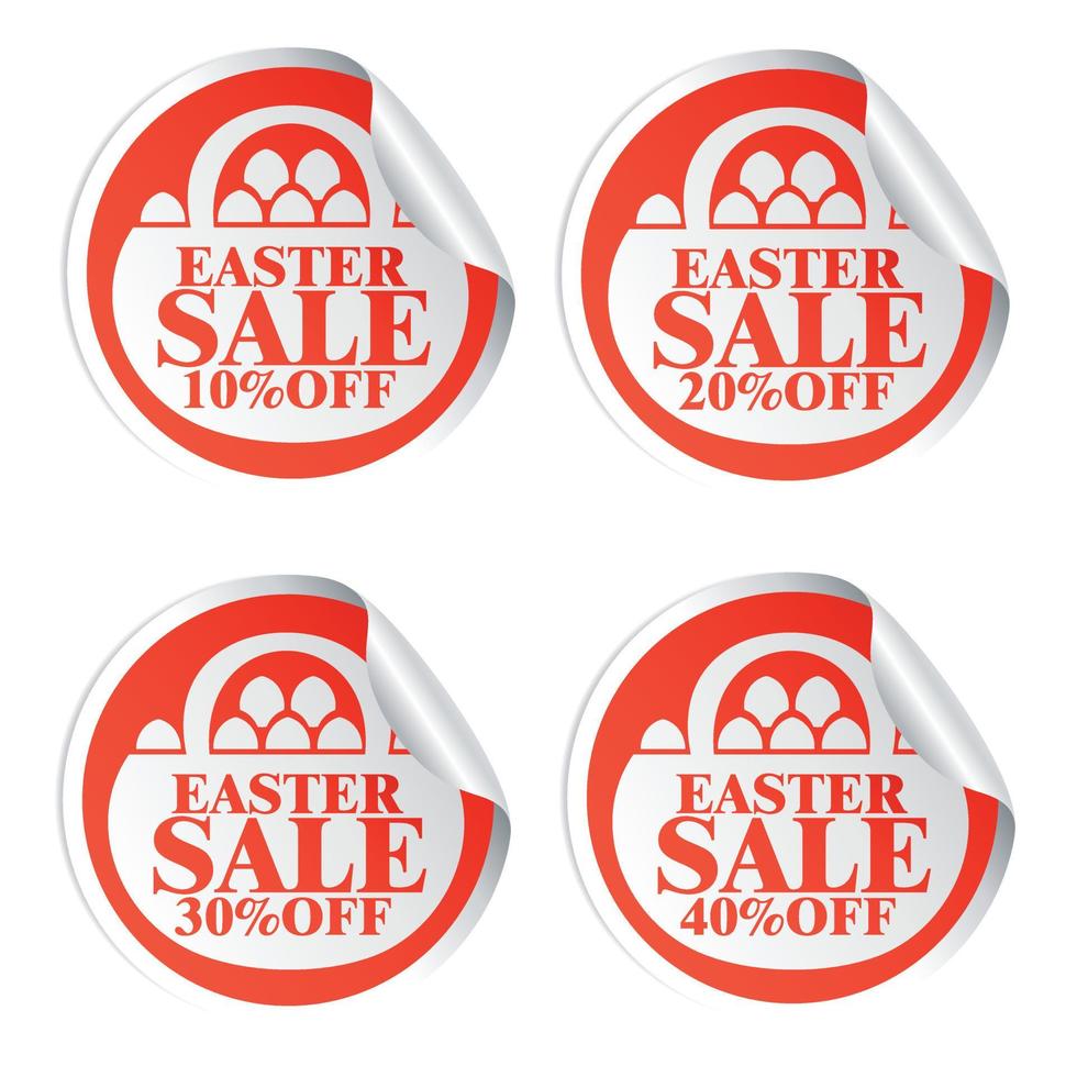 Easter sale stickers 10,20,30,40 with basket vector