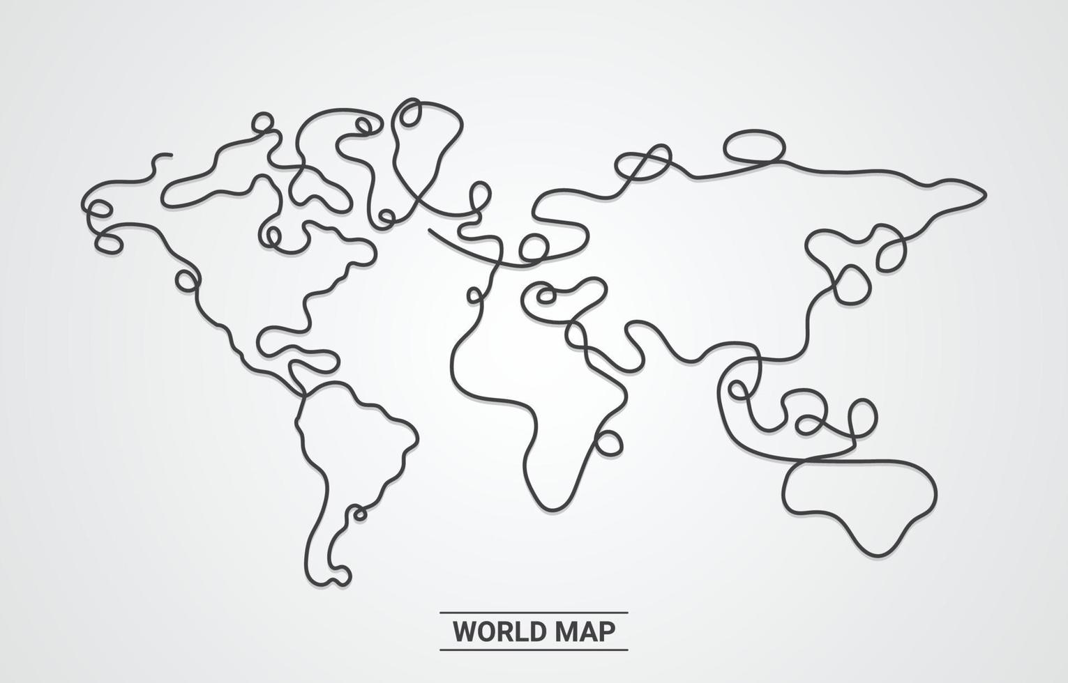 World Map One Line Style Design Background vector