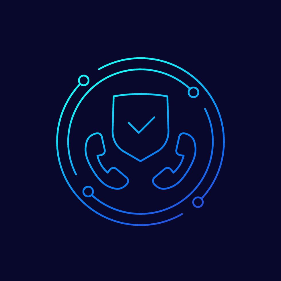 Secure phone call line icon for web vector