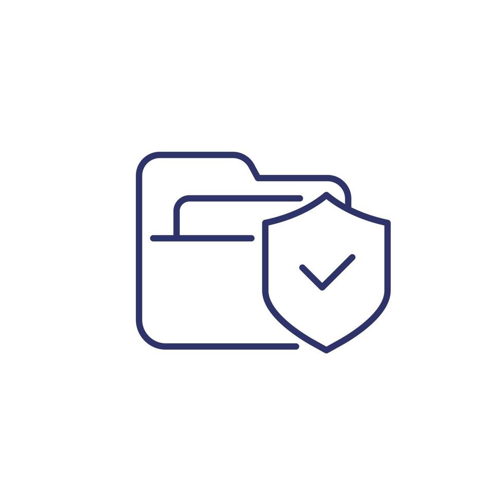 secure folder line icon with a shield vector