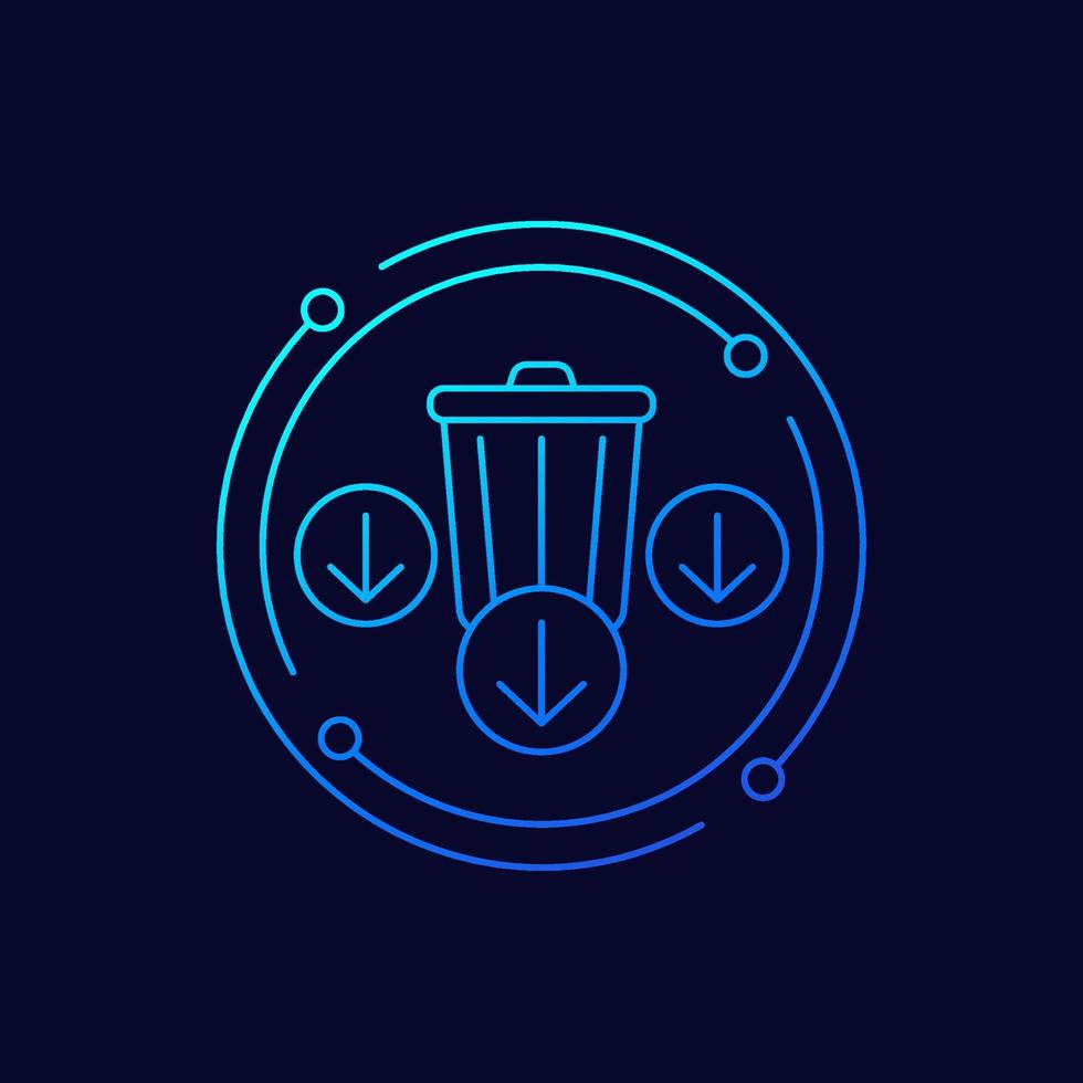 Reduce waste line vector icon with a trash bin