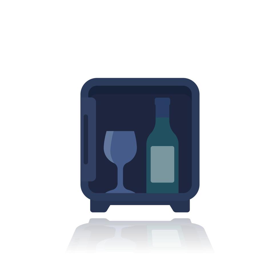 minibar icon on white, mini fridge vector