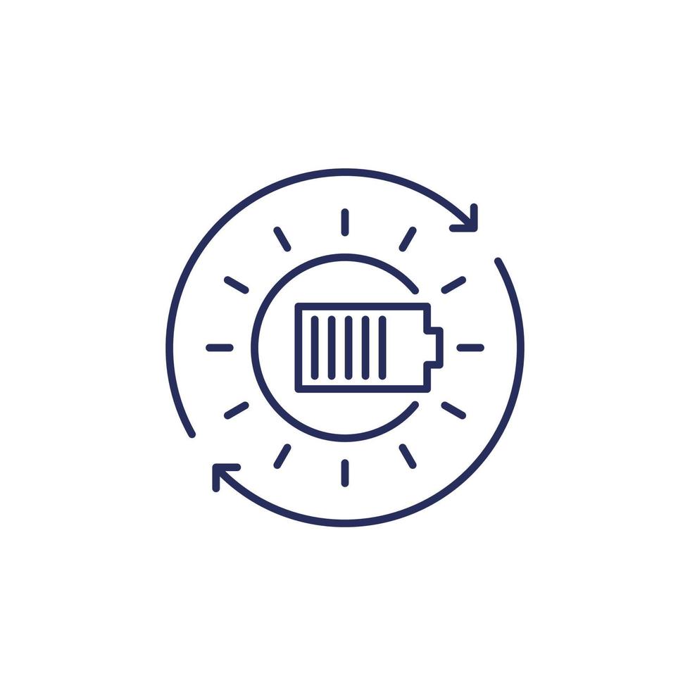 recharging solar battery line icon vector