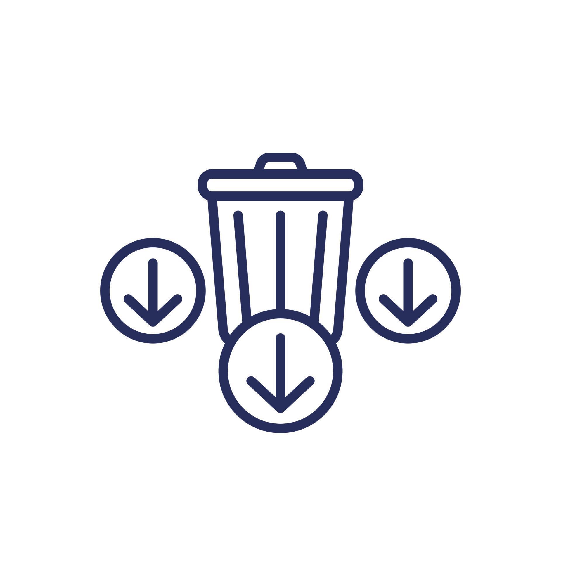 Reduce waste line icon with a trash bin and arrows 20794027 Vector Art