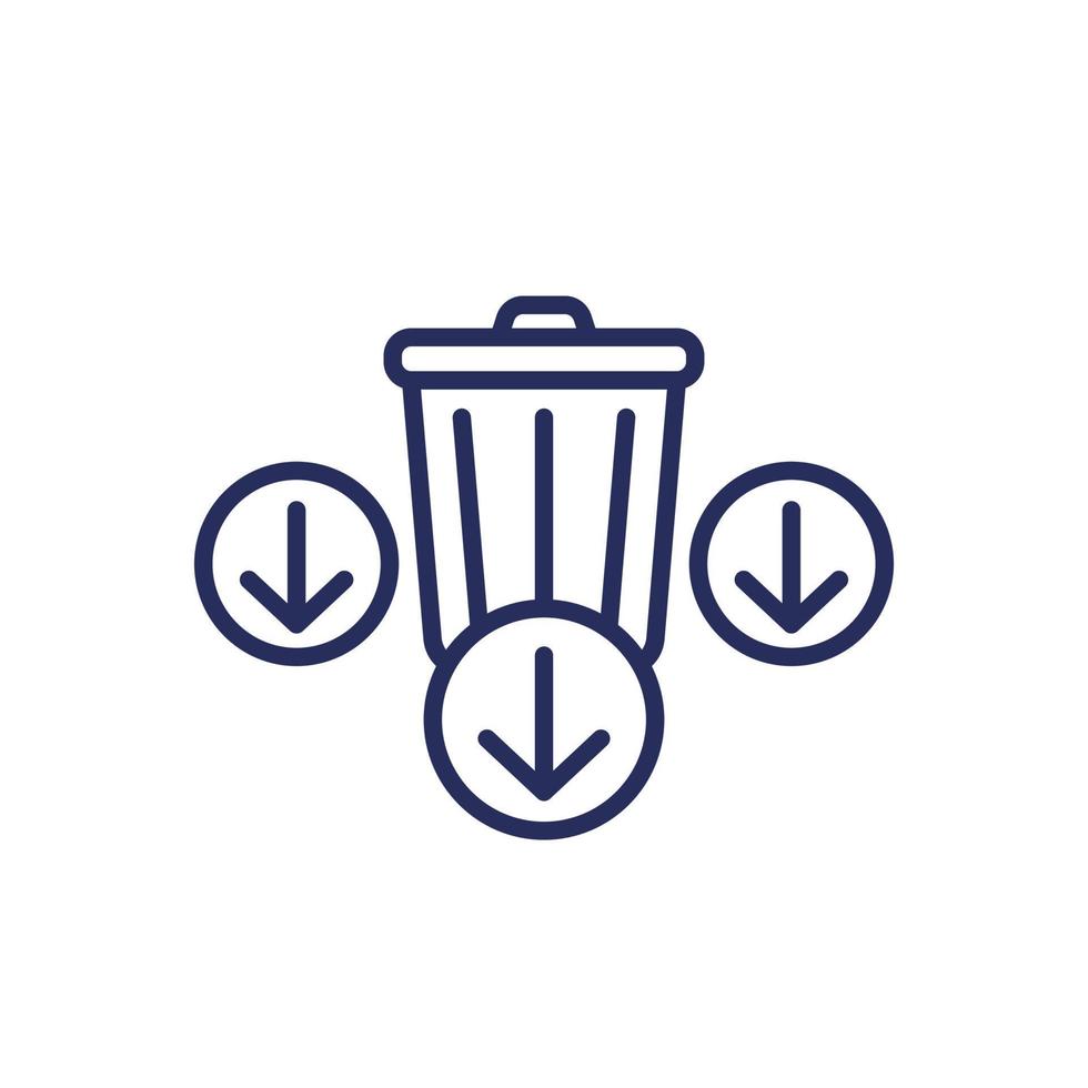 Reduce waste line icon with a trash bin and arrows vector