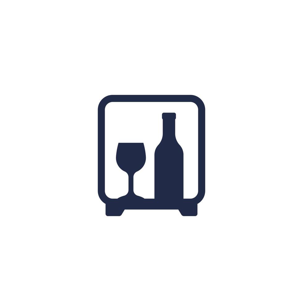 minibar icon, mini fridge with alcohol vector