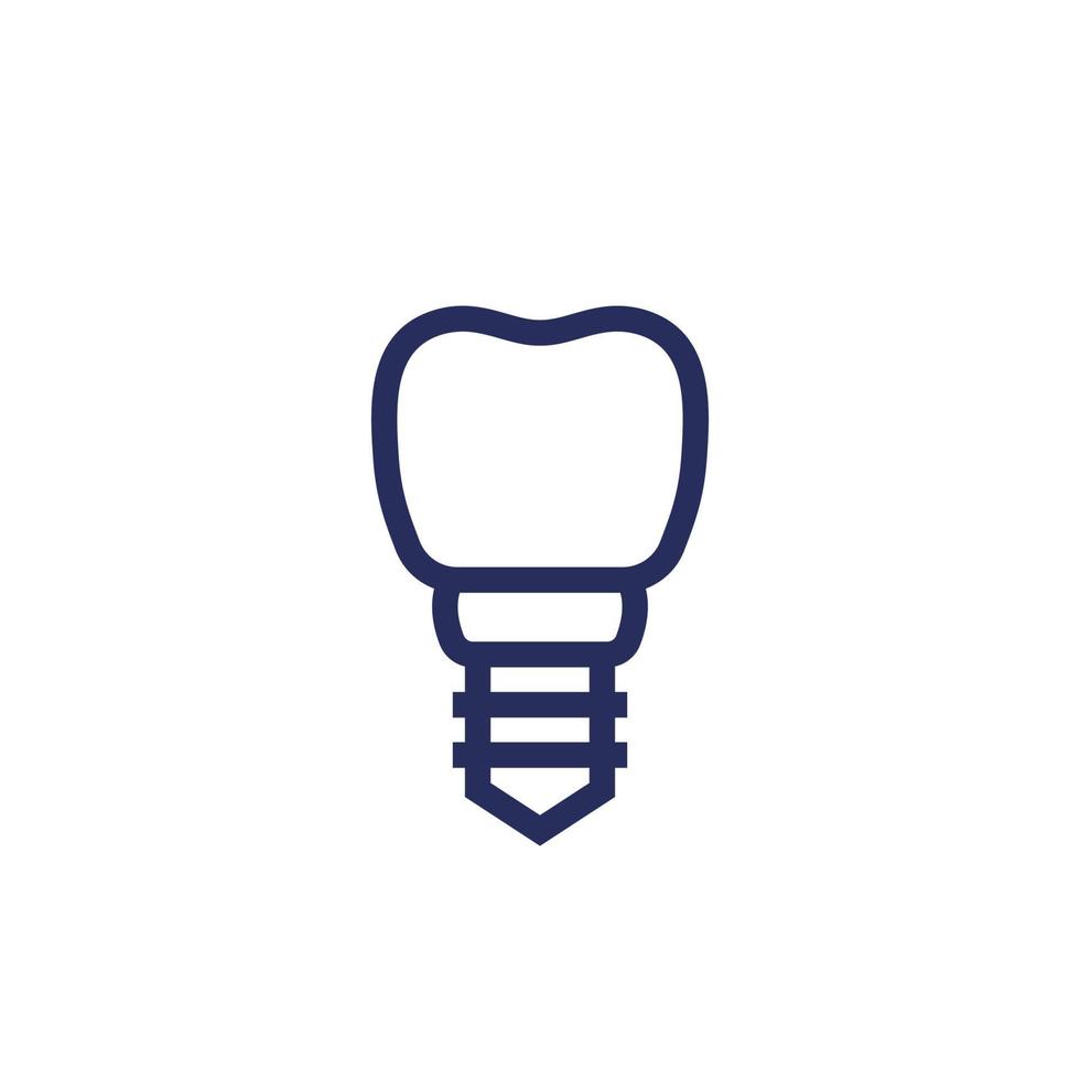 dental implant line icon on white vector