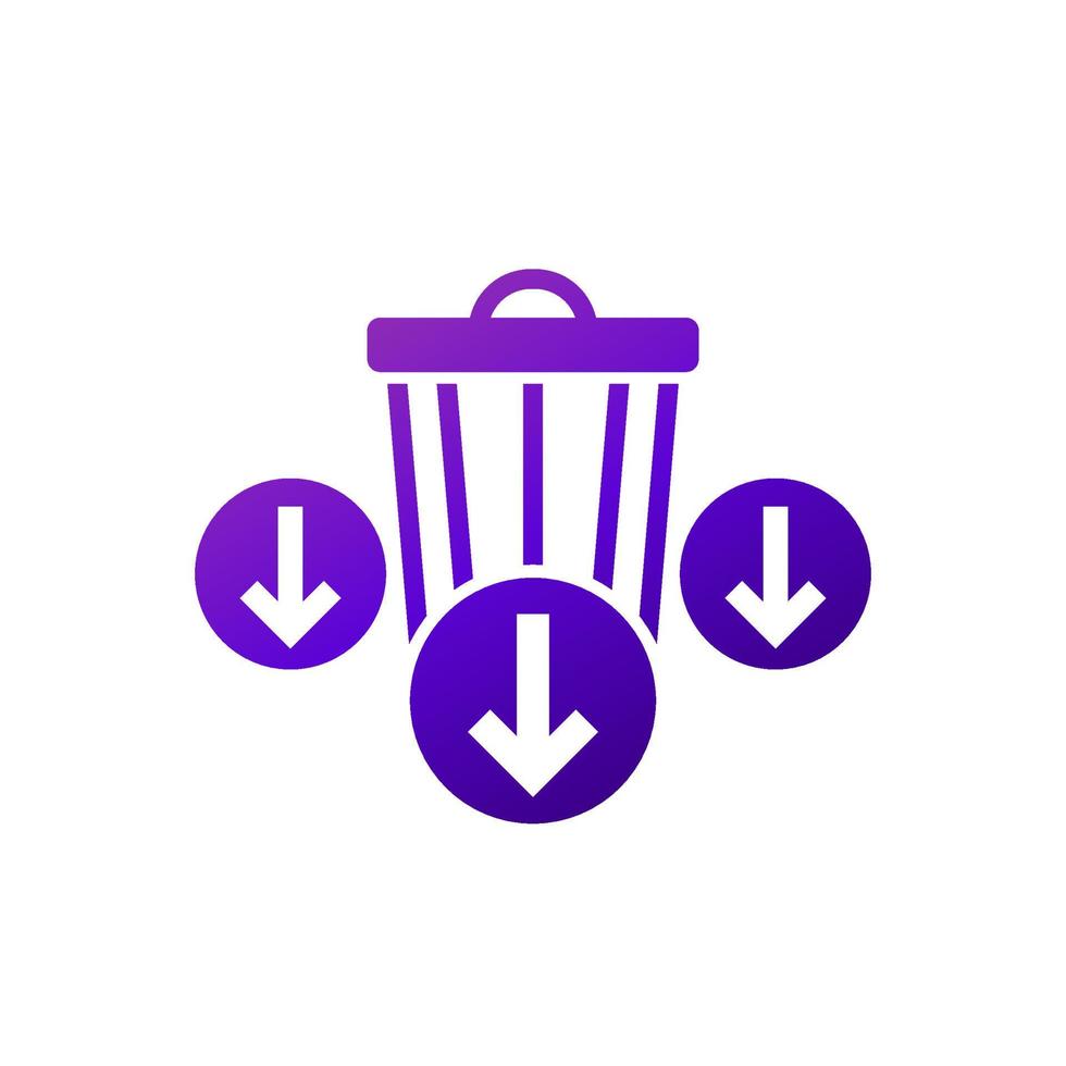 Reduce waste icon with a trash bin and arrows vector
