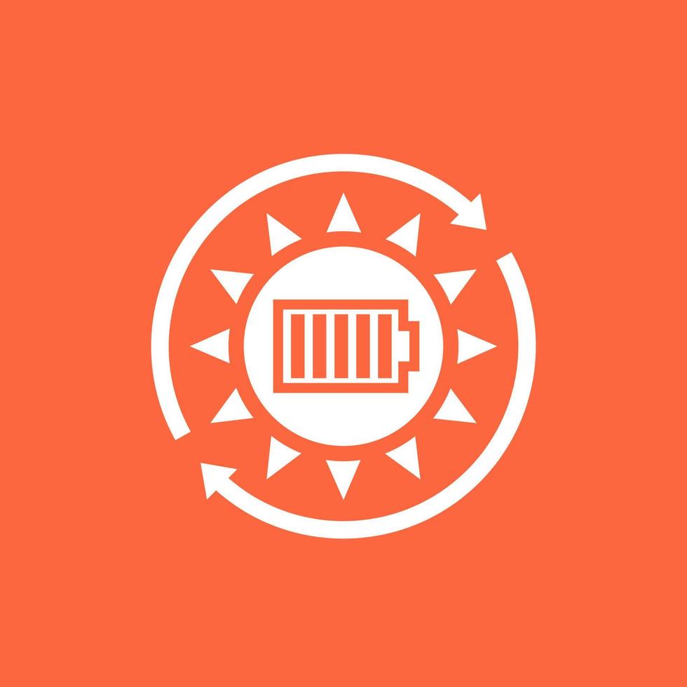 recharging solar battery icon, vector