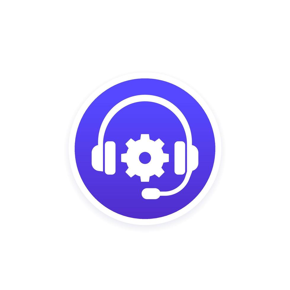 support service icon with headset, vector