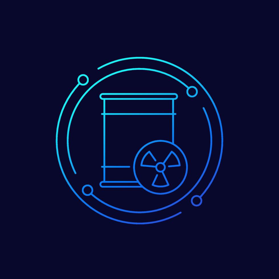 radioactive waste barrel line icon, vector