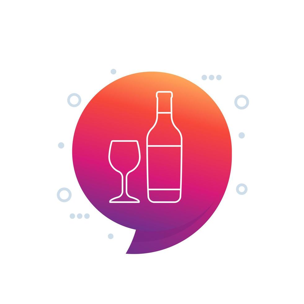 wine bottle and wineglass line icon vector