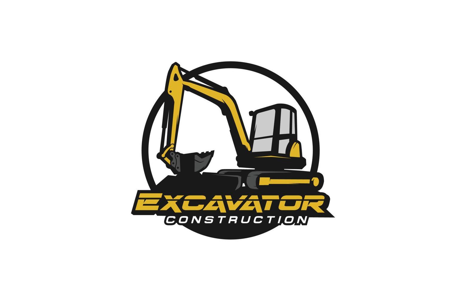 Excavator logo template vector. Heavy equipment logo vector for construction company. Creative excavator illustration for logo template.