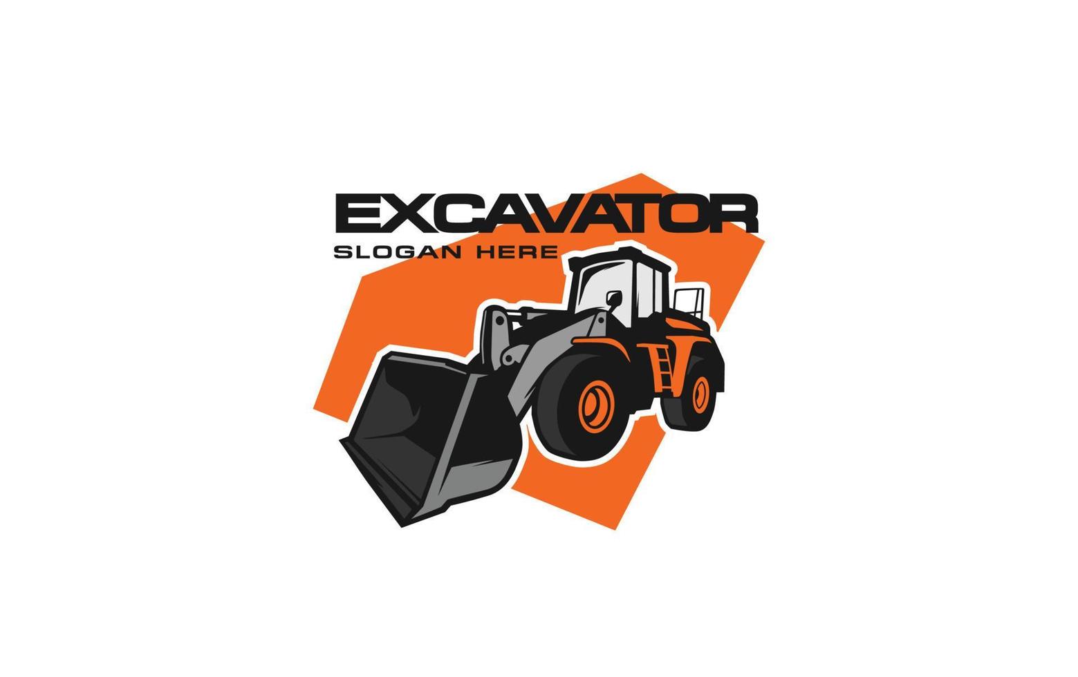 Excavator loader logo template vector. Heavy equipment logo vector for construction company. Creative excavator illustration for logo template.