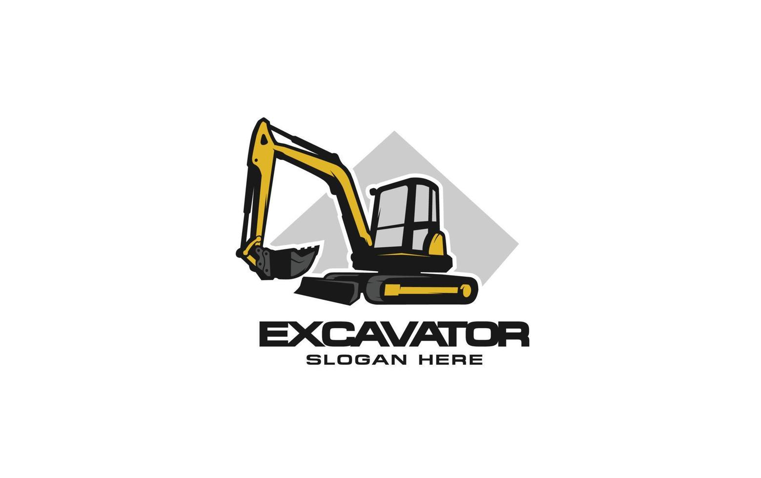 vector de plantilla de logotipo de excavadora. vector de logotipo de equipo pesado para empresa de construcción. ilustración creativa de excavadora para plantilla de logotipo.