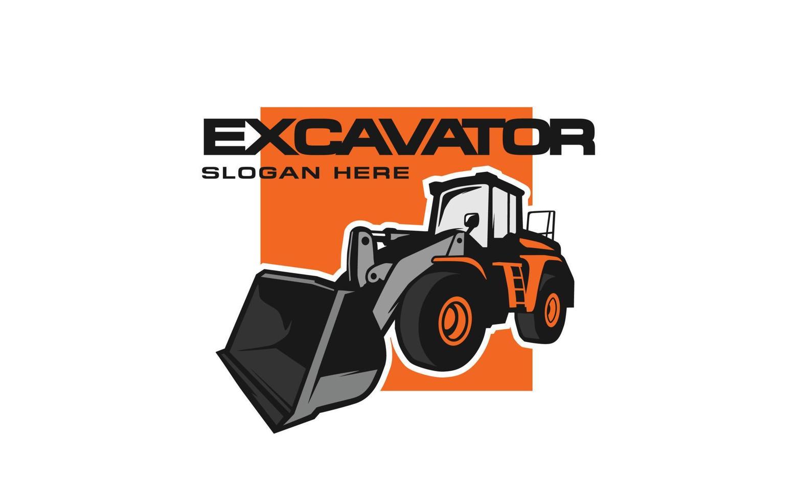 Excavator loader logo template vector. Heavy equipment logo vector for construction company. Creative excavator illustration for logo template.