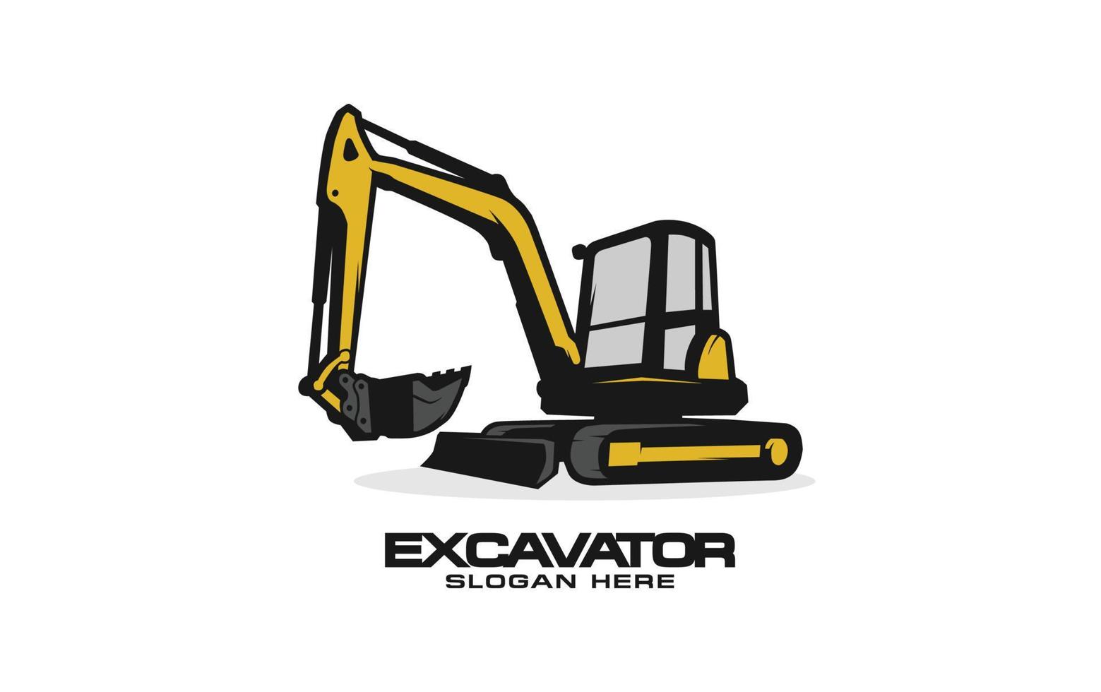 Excavator logo template vector. Heavy equipment logo vector for construction company. Creative excavator illustration for logo template.