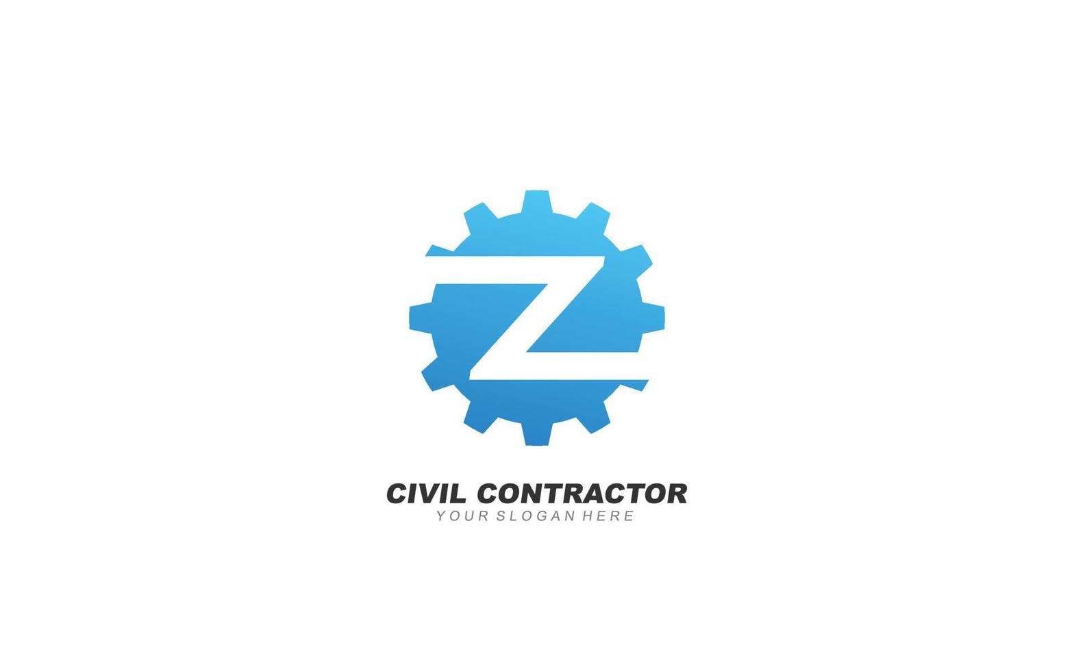 Z Engineering logo design inspiration. Vector letter template design for brand.