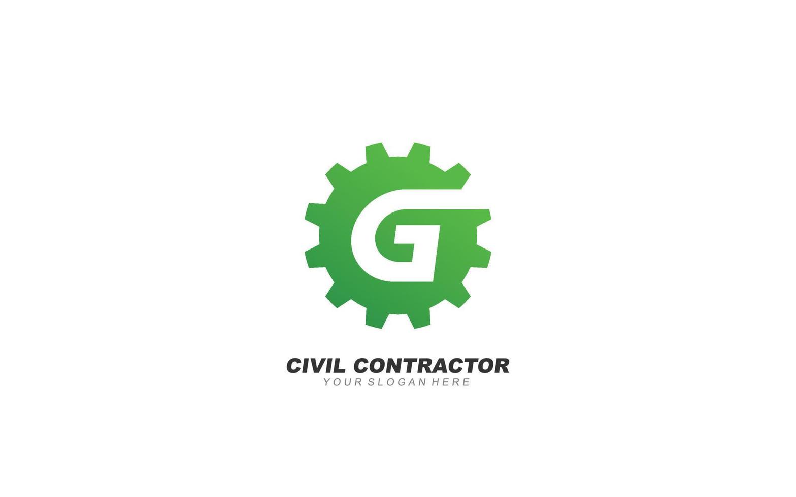 G Engineering logo design inspiration. Vector letter template design for brand.