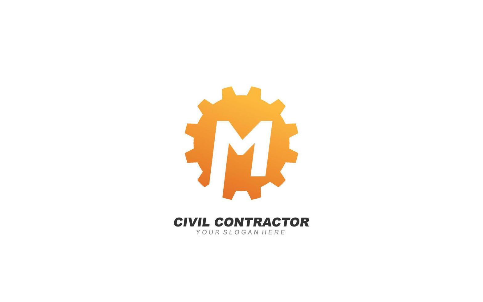 M Engineering logo design inspiration. Vector letter template design for brand.