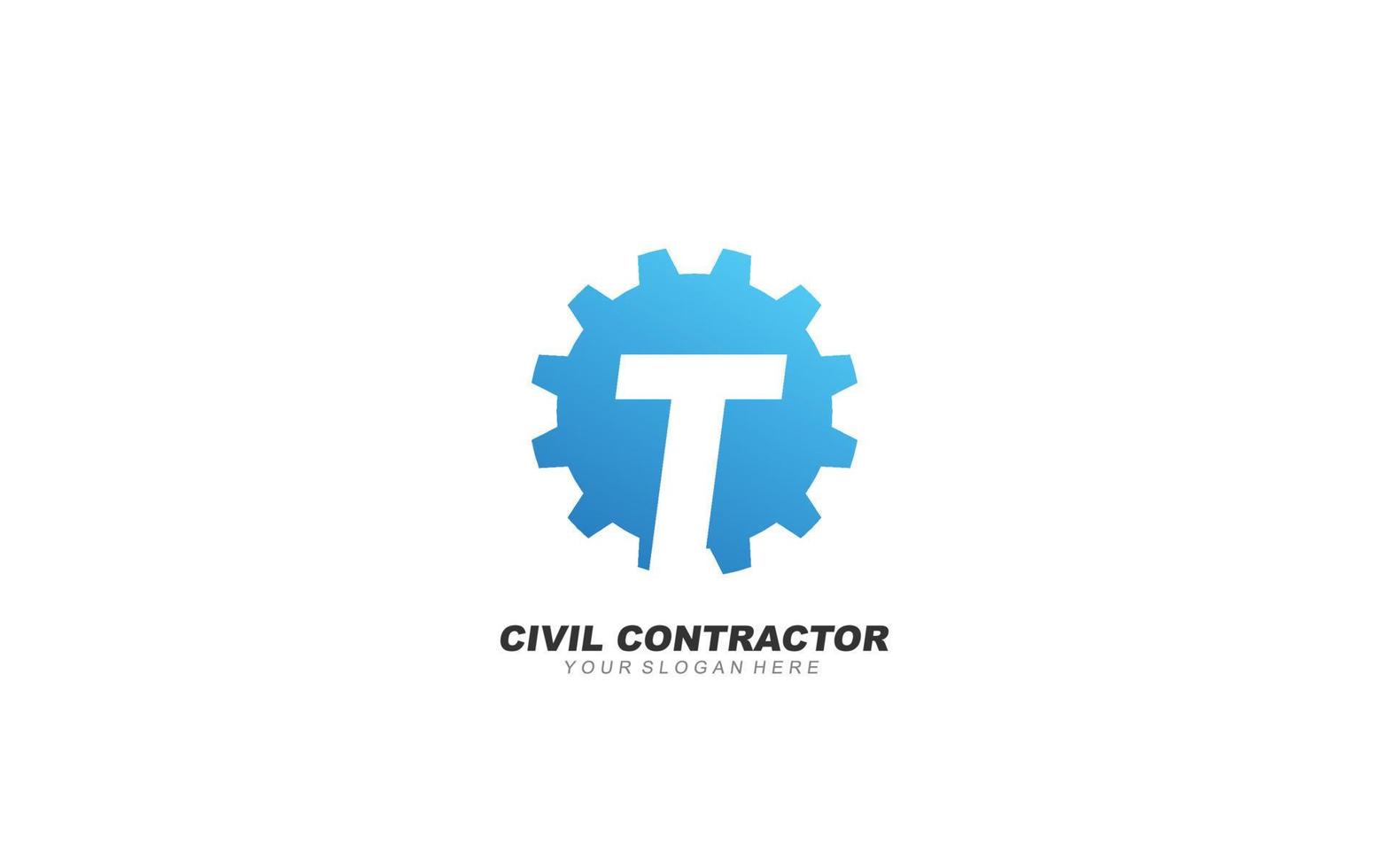T Engineering logo design inspiration. Vector letter template design for brand.