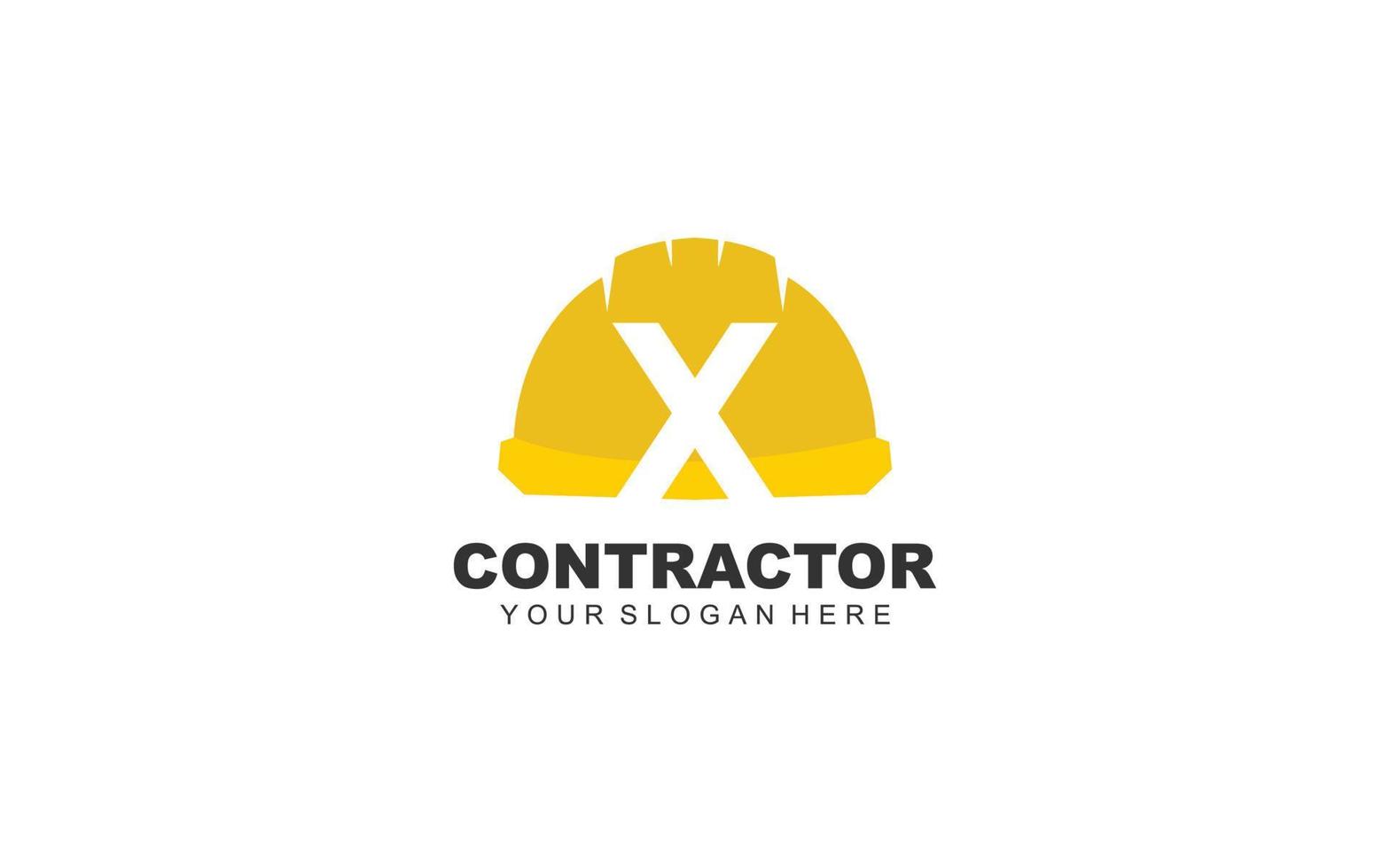 X CONSTRUCTION logo design inspiration. Vector letter template design for brand.