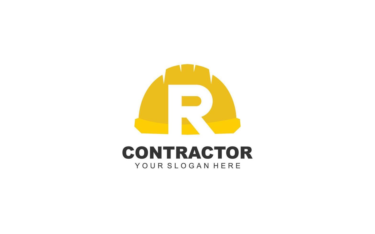 R CONSTRUCTION logo design inspiration. Vector letter template design for brand.