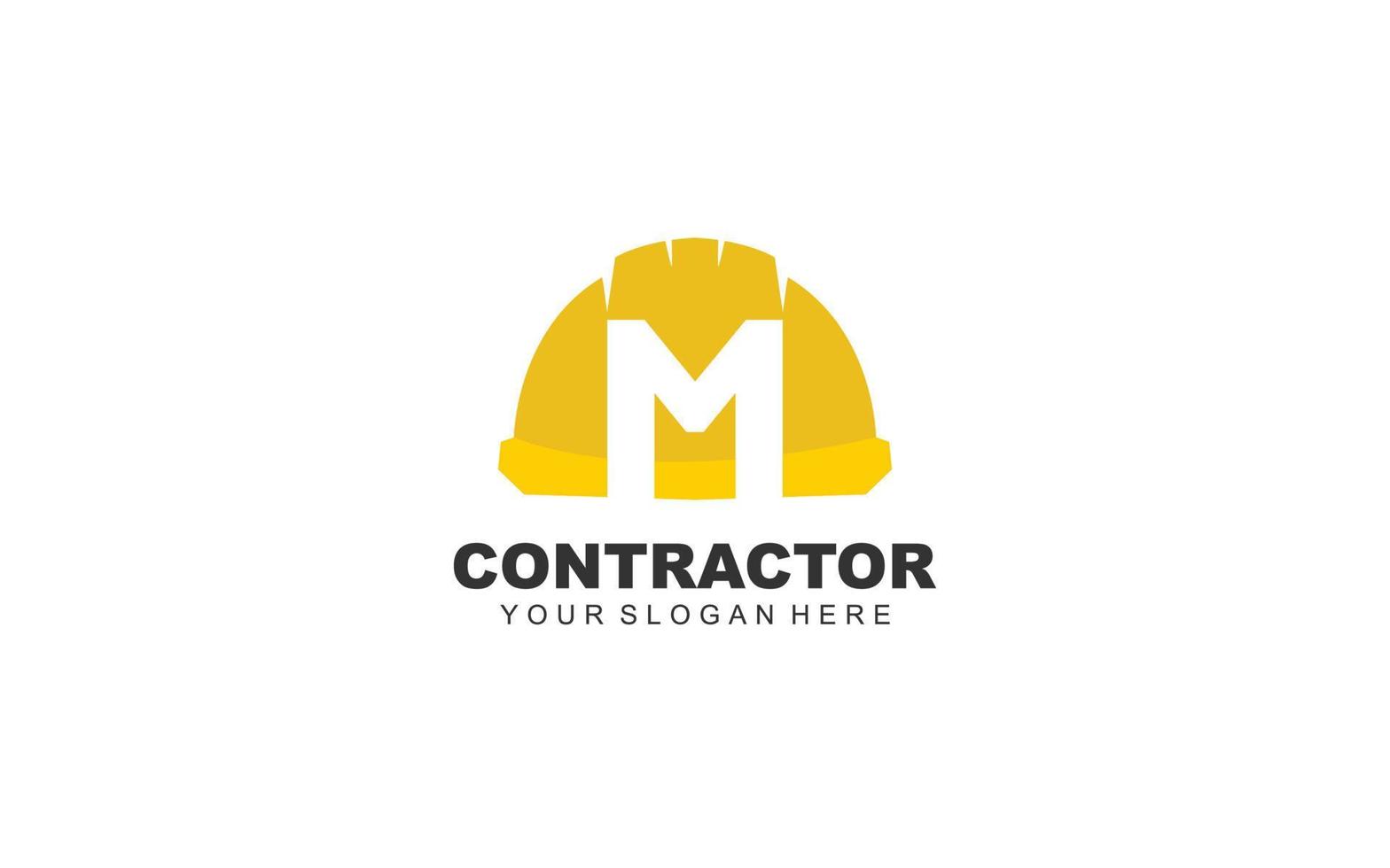 M CONSTRUCTION logo design inspiration. Vector letter template design for brand.