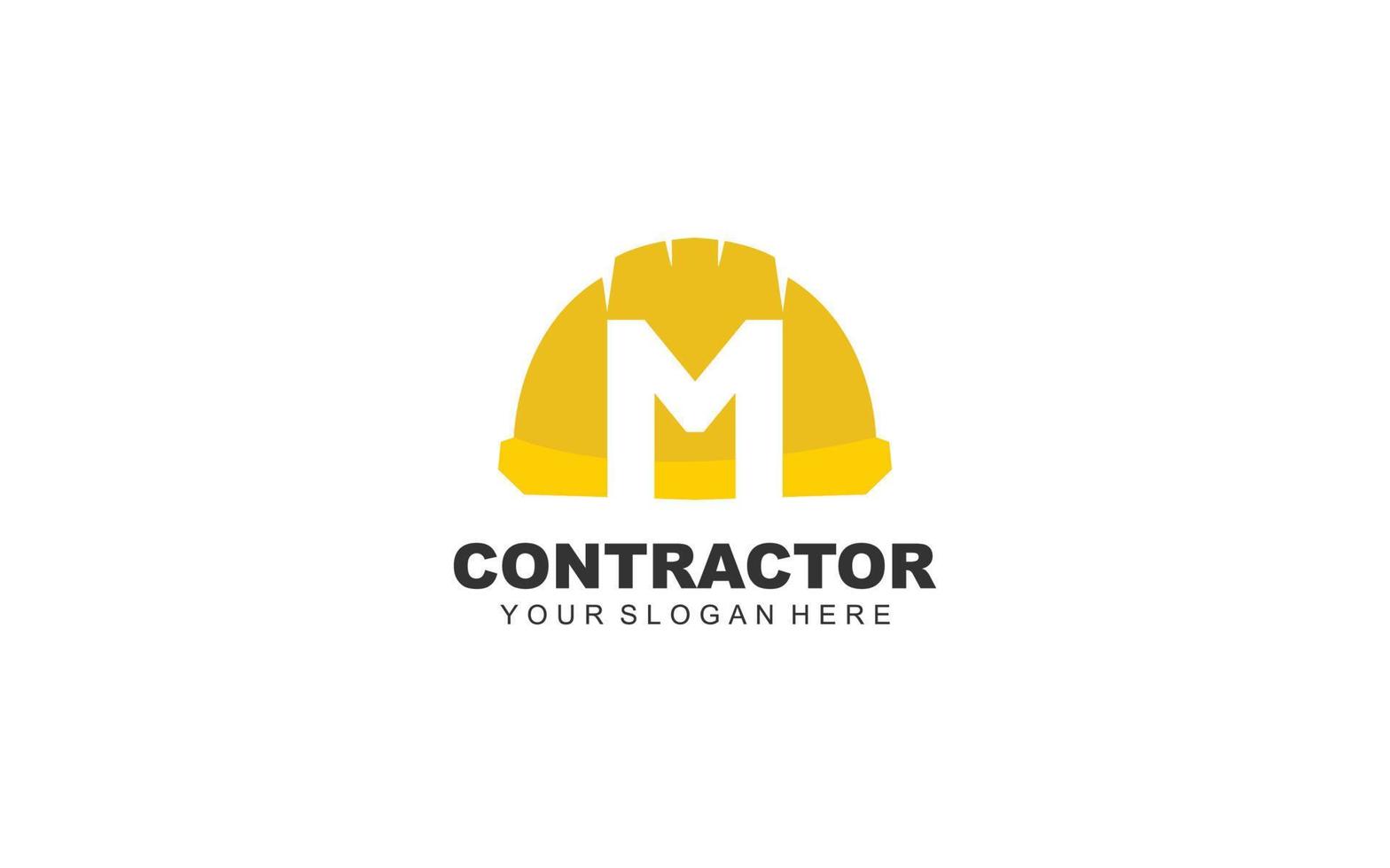 M CONSTRUCTION logo design inspiration. Vector letter template design for brand.