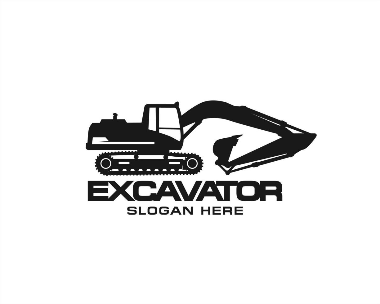 Excavator logo template vector. Heavy equipment logo vector for construction company. Creative excavator illustration for logo template.