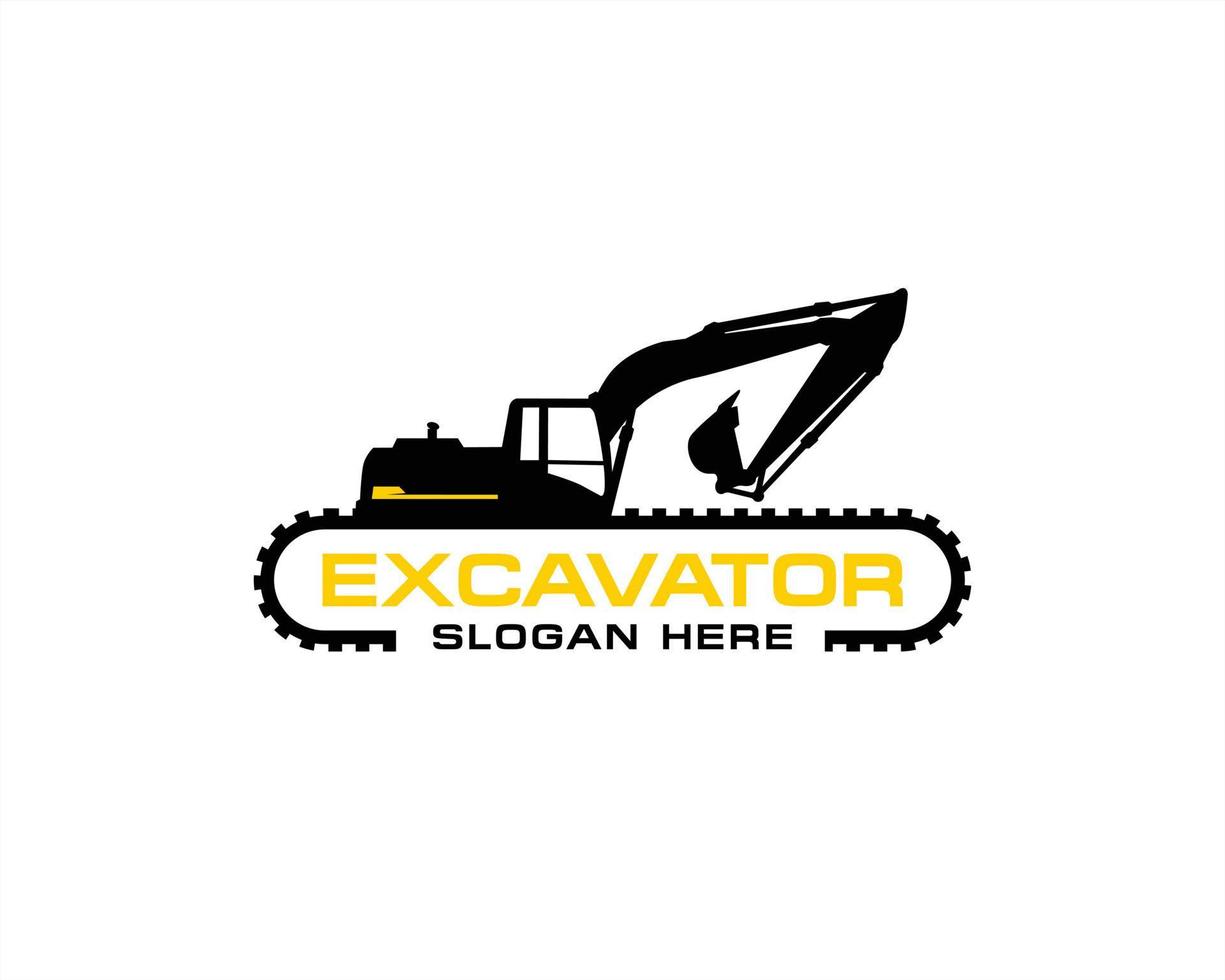 Excavator logo template vector. Heavy equipment logo vector for construction company. Creative excavator illustration for logo template.