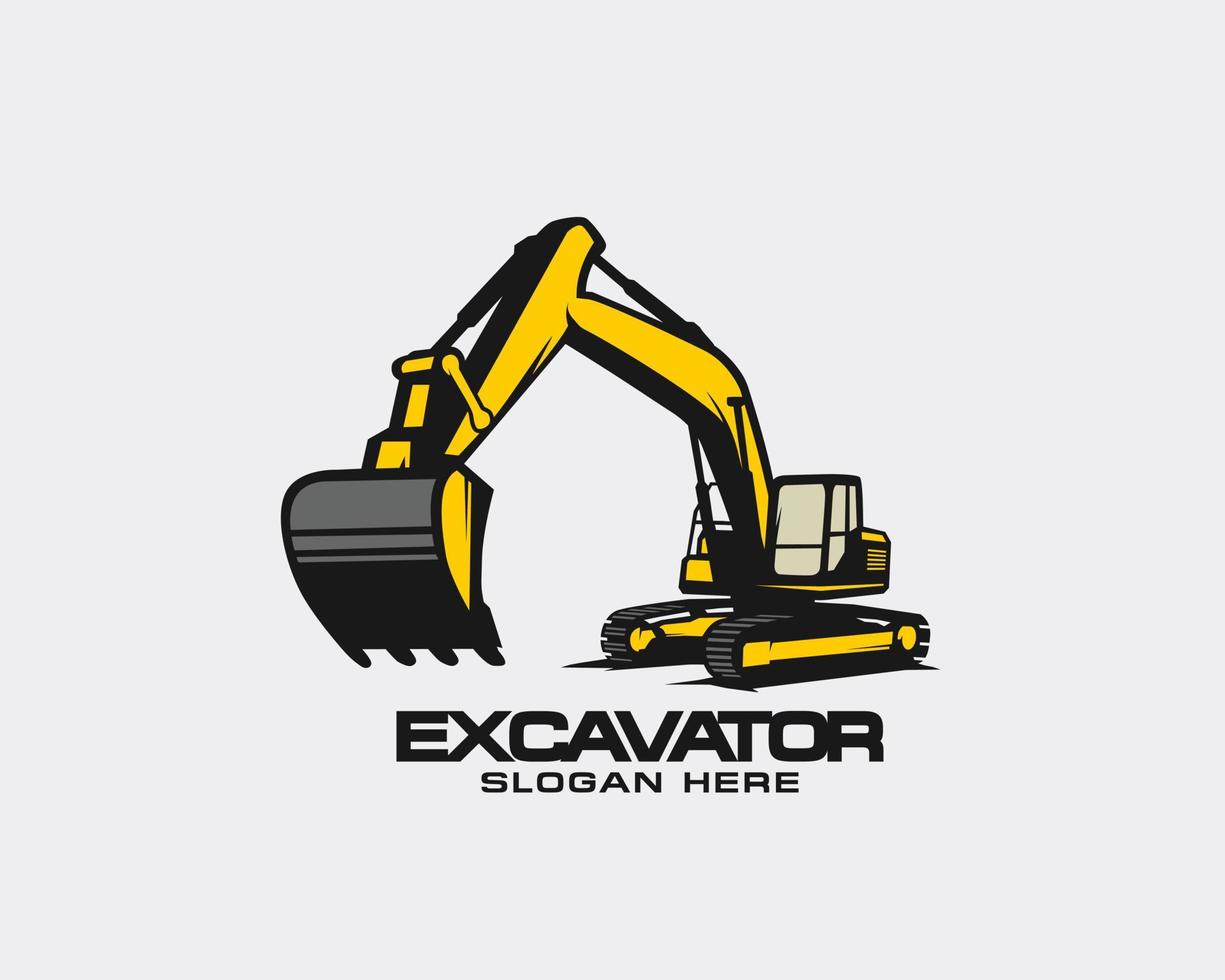 vector de plantilla de logotipo de excavadora. vector de logotipo de equipo pesado para empresa de construcción. ilustración creativa de excavadora para plantilla de logotipo.